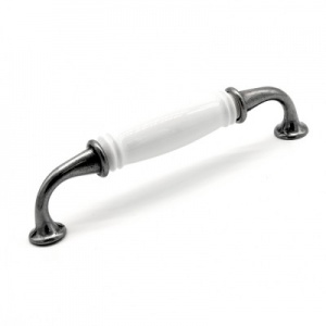 Ручка-скоба Limoges 11.5800.58 глянцевое олово/белый фарфор, 128, Metakor