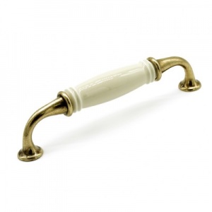 Ручка-скоба Limoges 11.3800.68 бронза, крем. фарфор, 128, Metakor