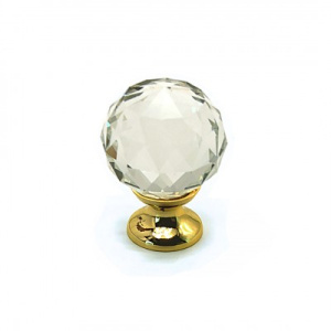 Ручка-кнопка Crystal 22012.00.44S стекло (гранка), золото, D30,Metakor