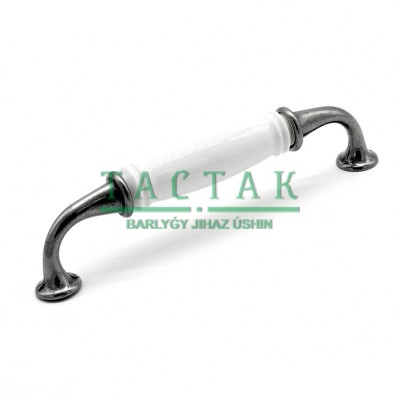 Ручка-скоба Limoges 11.5800.58 глянцевое олово/белый фарфор, 128, Metakor