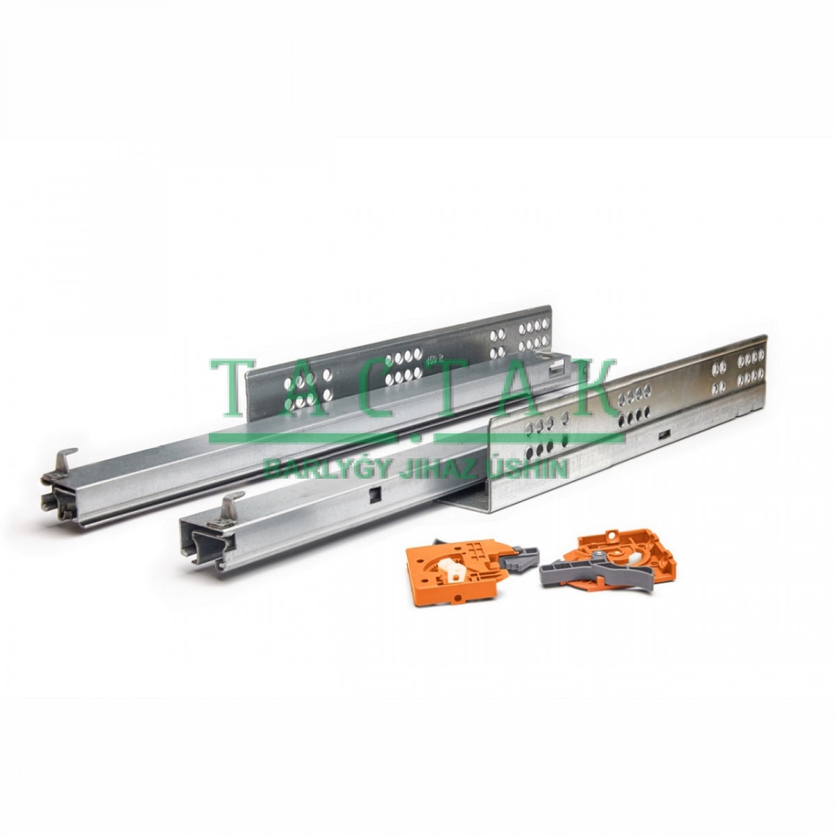 Направляющие скрытого монтажа с доводчиком, L-400 мм (с клипсой)