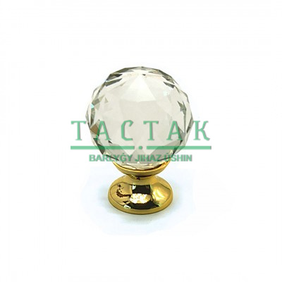 Ручка-кнопка Crystal 22012.00.44S стекло (гранка), золото, D30,Metakor