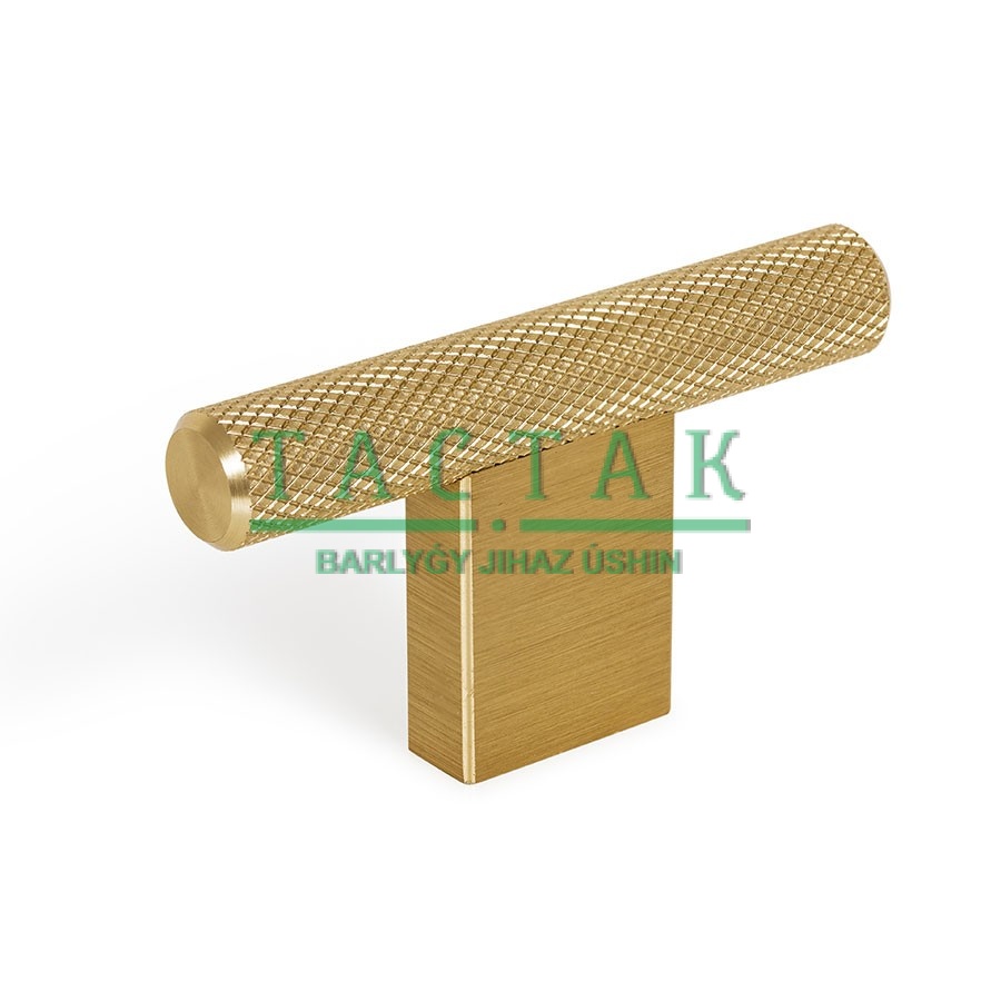 Ручка кнопка GRAF2, 0430060L291, Т-образная, брашированная латунь, 60x33 мм, Viefe